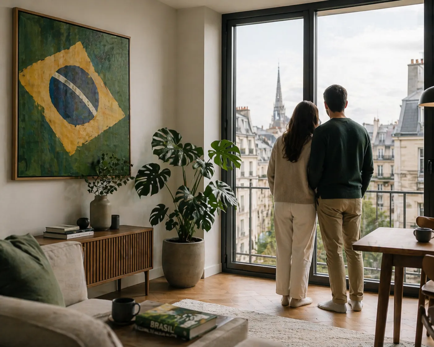 Expat-Paar in seiner Wohnung in Deutschland